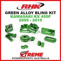 RHK MX GREEN ALLOY BLING KIT KAWASAKI KX450F KX 450F KXF450 2009-2015 DIRT BIKE