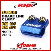 RHK MX BLUE BRAKE LINE CLAMP MOTOCROSS For Suzuki RM125 RM250 RM 125 250 1999-2003