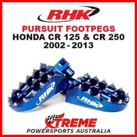 RHK MX BLUE ALLOY PURSUIT FOOTPEGS HONDA CR125 CR250 CR 125 250 2002-2013 MOTO