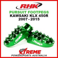 RHK MX GREEN ALLOY PURSUIT FOOTPEGS KAWASAKI KLX450R KLX 450R 2007-2015 DIRTBIKE