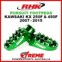 RHK MX GREEN ALLOY PURSUIT FOOTPEGS KAWASAKI KX250F KX450F KXF 250 450 07-2015