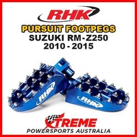 RHK MX BLUE ALLOY PURSUIT FOOTPEGS For Suzuki RMZ 250 RM Z250 2010-2015 DIRT BIKE