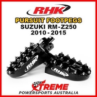RHK MX BLACK ALLOY PURSUIT FOOTPEGS For Suzuki RMZ 250 RM Z250 2010-2015 DIRT BIKE