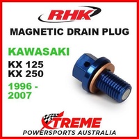 RHK MX MAGNETIC SUMP DRAIN PLUG BLUE KAWASAKI KX 125 250 KX125 KX250 1996-2007