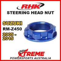 RHK MX STEERING HEAD STEM NUT BLUE For Suzuki RMZ250 RM-Z250 RM Z250 2005-2015 MOTO