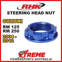 RHK MX STEERING HEAD STEM NUT BLUE For Suzuki RM 125 250 RM125 RM250 2004-2012 MOTO