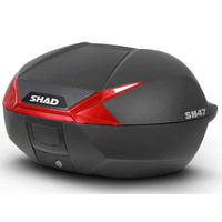 Shad SH47 Motorcycle Cruiser Top Case 47L Black Carbon w/ Red Reflector
