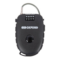 Oxford Black Retractable Combination Cable Lock 75cm x 2.4mm Cable