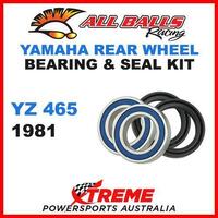 MX Rear Wheel Bearing Kit Yamaha YZ465 YZ 465 1981 Motorcycle Moto, All Balls 25-1267