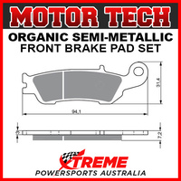 Motor Tech Yamaha YZ250X 2016-2017 Semi-Metallic Front Brake Pad FA450