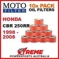10 PACK MX MOTO FILTER OIL FILTERS HONDA CBR250RR CBR 250RR 1998-2008 SPORT BIKE