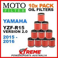 10 PACK MOTO MX OIL FILTERS YAMAHA YZFR15 YZF R15 VERSION 2 2015-2016 SUPER BIKE