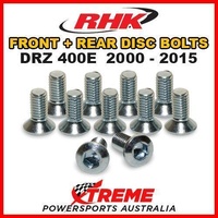 RHK FRONT + REAR HEAVY DUTY BRAKE DISC BOLTS for Suzuki DRZ400E DRZ 400E 2000-2015