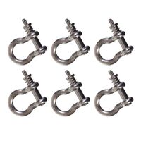 6-Pack Snap-D 13mm Bow Shackle 304 Stainless Steel Max Load 1670Kg Boat Trailer