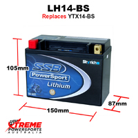 SSB 12V 425 CCA LH14-BS Yamaha YFM660R RAPTOR 2001-2005 SSB Lithium Battery