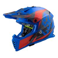 LS2 MX437 Fast Evo Alpha  Matte Blue / Red Off Road Helmet