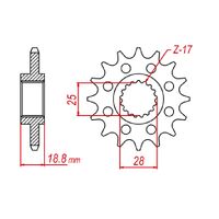 MTX 17 Tooth Front Sprocket for Aprilia Tuono 1000R (Radial Caliper) 2006-2008