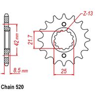 MTX 13 Tooth Front Sprocket for Kawasaki GPZ250R 1986-1987