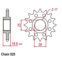 Supersprox 15 Tooth Steel Front Sprocket for Aprilia RSV1000 Tuono 2006-2008