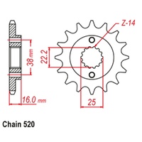 Supersprox 14 Tooth Steel Front Sprocket for Ducati Monster ABS LAMS 659 2013