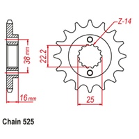 Supersprox 14 Tooth Steel Front Sprocket for Ducati Monster S4R 996 2006-2008