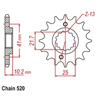 Supersprox 15 Tooth Steel Front Sprocket for Aprilia 650 Pegaso Trail 2006-2010