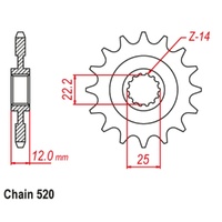 Supersprox 13 Tooth Steel Front Sprocket for GasGas EC300 2001-2019