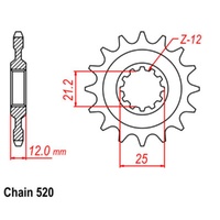 Supersprox 12 Tooth Steel Front Sprocket for Husqvarna 430 Auto 1985-1989