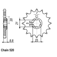 Supersprox 14 Tooth Steel Front Sprocket for Kawasaki KX420 1980-1981