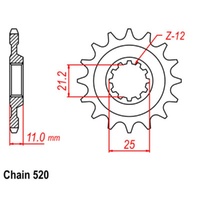 Supersprox 15 Tooth Steel Front Sprocket for Husqvarna TE570 2001-2004