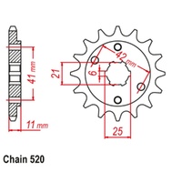 Supersprox 14 Tooth Steel Front Sprocket for Honda NSR250 MC18 1988-1989