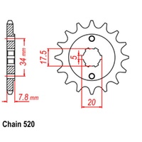 Supersprox 13 Tooth Steel Front Sprocket for Honda CRF150F 2003-2020