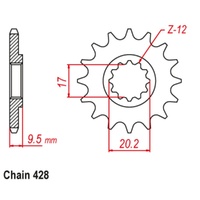Supersprox 14 Tooth Steel Front Sprocket for KTM 85 SX (Small Wheel) 2003-2017