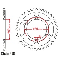 Supersprox 57 Tooth Steel Rear Sprocket for Suzuki DRZ125L Big Wheel 2003-2023