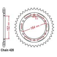 Supersprox 56 Tooth Steel Rear Sprocket for Yamaha SR400 2014-2019