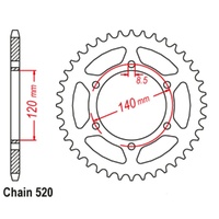 Supersprox 40 Tooth Steel Rear Sprocket for Yamaha TZR250T 2MA 1987