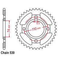 Supersprox 39 Tooth Steel Rear Sprocket for Yamaha RD400 1980