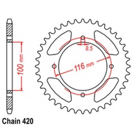 Supersprox 49 Tooth Steel Rear Sprocket for Kawasaki KX80 1986-1997