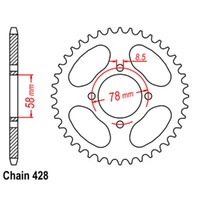 Supersprox 43 Tooth Steel Rear Sprocket for Suzuki GP125 1979-1982