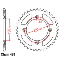Supersprox 44 Tooth Steel Rear Sprocket for Suzuki RM85L Big Wheel 2002-2006
