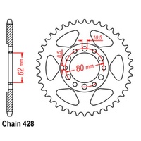 Supersprox 42 Tooth Steel Rear Sprocket for Yamaha AG200 (KICK START) 1984-1987