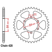 Supersprox 44 Tooth Steel Rear Sprocket for Suzuki DR125F 1984