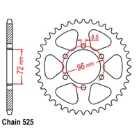 Supersprox 42 Tooth Steel Rear Sprocket for Suzuki TS250 1971-1974