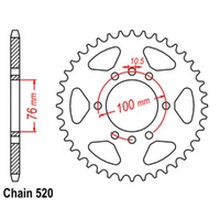 Supersprox 47 Tooth Steel Rear Sprocket for Suzuki VL250 Intruder 2002-2017