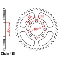 Supersprox 39 Tooth Steel Rear Sprocket for Suzuki DS80 1992-1995