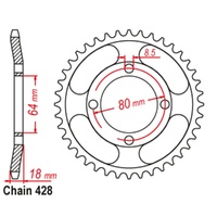 Supersprox 51 Tooth Steel Rear Sprocket for Yamaha AG100 1980-2017