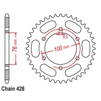 Supersprox 44 Tooth Steel Rear Sprocket for Yamaha SX225 SCORPIO Z 2007-2014
