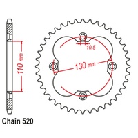 Supersprox 38 Tooth Steel Rear Sprocket for Honda TRX400EX 2WD SPORTRAX 2005-2007