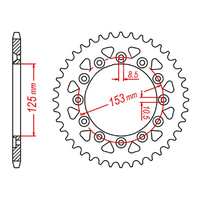 Supersprox 42 Tooth Steel Rear Sprocket for Honda CRF230F 2003-2005
