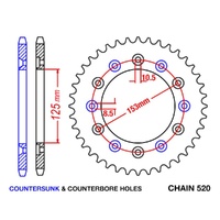 Supersprox 42 Tooth Steel Rear Sprocket for Honda XR400R 1996-1999